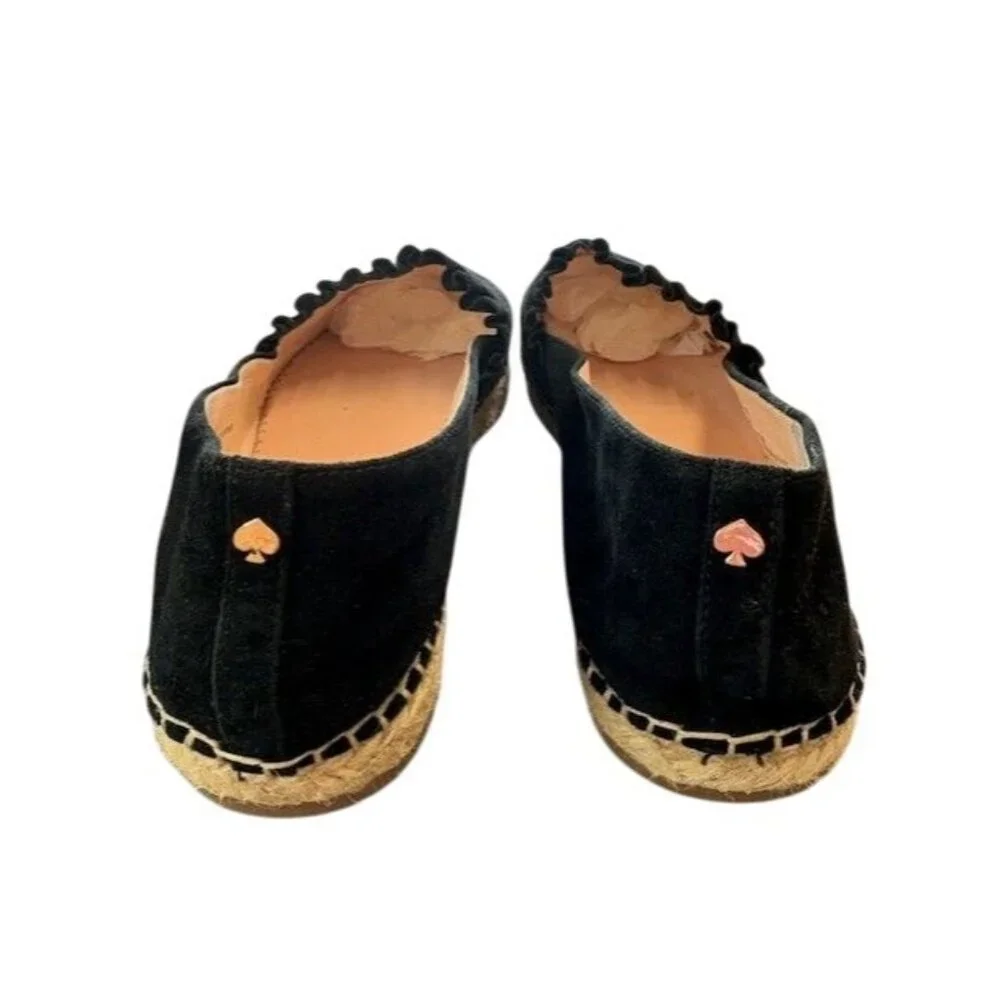 Kate Spade Black Suede Leather‎ Espadrille Flats Womens Size 10M